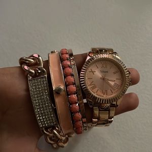 Rose Gold Watch & Bracelet Set